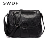 Small Women Messenger Bag Soft Washed PU Leather Crossbody Bag Female Handbag