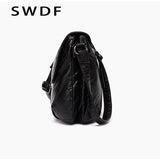Small Women Messenger Bag Soft Washed PU Leather Crossbody Bag Female Handbag
