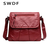 Small Women Messenger Bag Soft Washed PU Leather Crossbody Bag Female Handbag