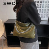 Chain Women Large Capacity Tote Bag PU Leather Handbags