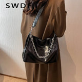 Chain Women Large Capacity Tote Bag PU Leather Handbags