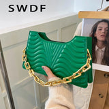 Striped Chain Shoulder Bag for Women Ladies Hand Bag