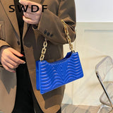 Striped Chain Shoulder Bag for Women Ladies Hand Bag