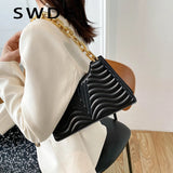 Striped Chain Shoulder Bag for Women Ladies Hand Bag