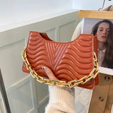 Striped Chain Shoulder Bag for Women Ladies Hand Bag