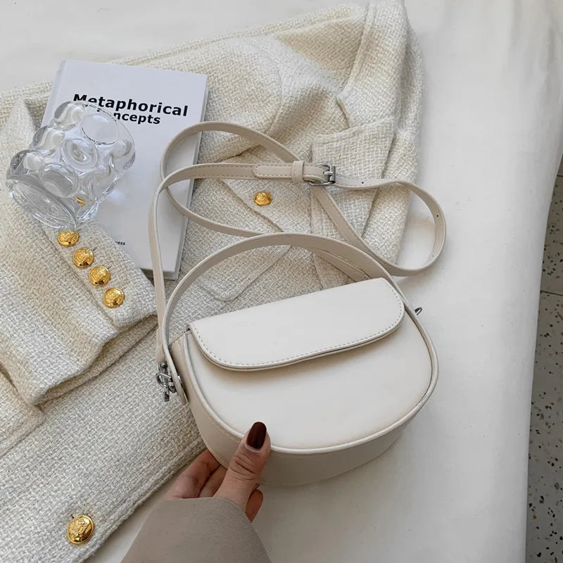 Small Saddle Shoulder Crossbody Bag Short Handle Ladies Handbags