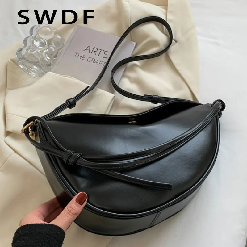 Small Vintage Saddle Bag PU Leather Crossbody Lock Flap Purse Women