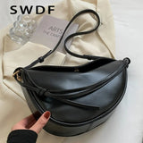 Small Vintage Saddle Bag PU Leather Crossbody Lock Flap Purse Women