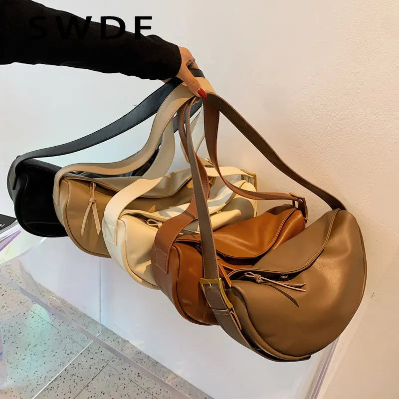 Small Vintage Saddle Bag PU Leather Crossbody Lock Flap Purse Women