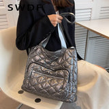 Winter Women Handbag Purse Space Padded Cotton Crossbody Bags Solid Casual Femal