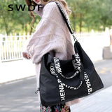Nylon Shoulder Bag Women Letter Handbag Waterproof Travel Crossbody Lady Tote