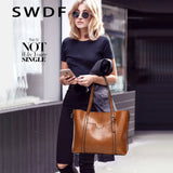 Oil Wax Leather Shoulder Bag Tote Crossbody Handbag Women Handbag