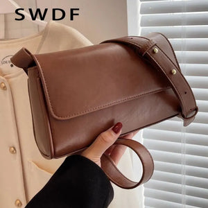 Small Flap Shoulder Bag for Women Underarm Crossbody Handbag