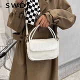 Winter Fur Crossbody Bag for Women Warm Plush Shoulder Bag