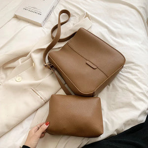 SWDF Solid Bucket Bags for Women Winter Handbag Shoulder Bag