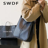 SWDF Solid Bucket Bags for Women Winter Handbag Shoulder Bag