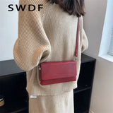 Women's Solid Flap Crossbody Shoulder Bag