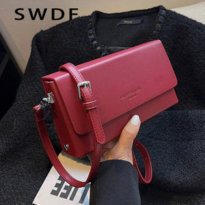 Women's Solid Flap Crossbody Shoulder Bag