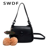 Solid Pu Leather Shoulder Bag Crossbody Bags Female Ladies Messenger Crossbody