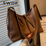 Vintage Women's Tote Bag Soft PU Leather Shoulder Bags Large Capacity