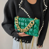 Thick Chain Small PU Leather Crossbody Bag Winter Travel Handbag