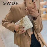 Chain Crossbody Shoulder Bag Soft PU Leather Winter Handbags Sac A Main