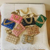 Thick Chain Small PU Leather Crossbody Bag Winter Travel Handbag
