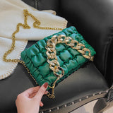 Thick Chain Small PU Leather Crossbody Bag Winter Travel Handbag