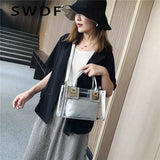 Transparent Jelly Bags for Women Square Handbag PVC Leather Crossbody Bag