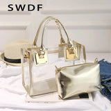 Transparent Jelly Bags for Women Square Handbag PVC Leather Crossbody Bag