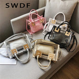 Transparent Jelly Bags for Women Square Handbag PVC Leather Crossbody Bag