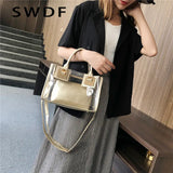 Transparent Jelly Bags for Women Square Handbag PVC Leather Crossbody Bag