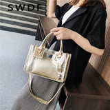 Transparent Jelly Bags for Women Square Handbag PVC Leather Crossbody Bag