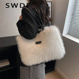 Vintage Faux Fur Totes Handbags Purses Women Shoulder Bags