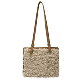 Vintage Faux Suede Lambswool Tote Bag for Women - Shoulder Handbag