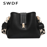 Vintage Small PU Leather Bucket Crossbody Bags for Women Lady