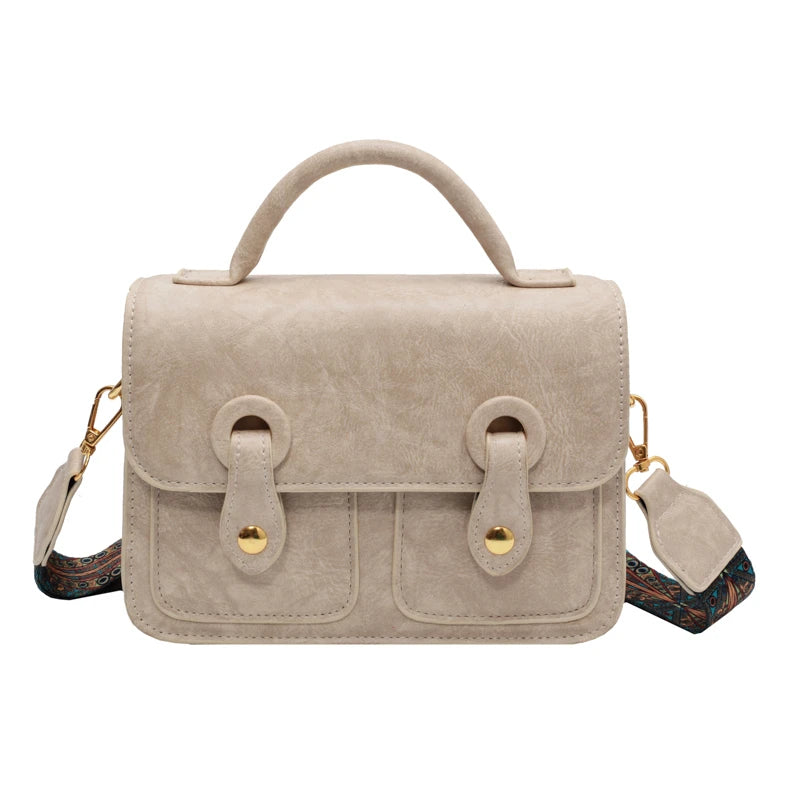 Vintage Square Crossbody Bag Women's Handbag PU Leather Tote