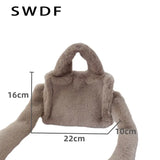 Winter Soft Plush Shoulder Bags Faux Furry Ladies Tote Purse Handbags