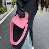 Winter Soft Plush Shoulder Bags Faux Furry Ladies Tote Purse Handbags
