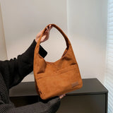 Winter Striped Corduroy Shoulder Bag Tote Soft Handbag for Women
