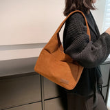 Winter Striped Corduroy Shoulder Bag Tote Soft Handbag for Women