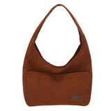 Winter Striped Corduroy Shoulder Bag Tote Soft Handbag for Women