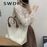 Women Canvas Shoulder Bags Ladies Tote Bags Casual Handbags