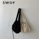 Women Bandage Crossbody Bag Canvas Shoulder Bag Multi-purpose Messenger Bag