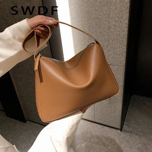 Women Letter Print Handbags Autumn PU Leather Large Capacity Shoulder Handbag