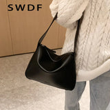 Women Letter Print Handbags Autumn PU Leather Large Capacity Shoulder Handbag
