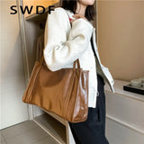 Women Oilskin Shoulder Bag Soft Leather Big Bag Casual Satchel Sac Bolsa