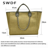 Canvas Chain Messenger Bag Women's Casual Shoulder Handbag