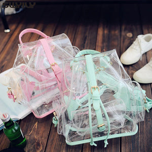 Pink PVC Transparent Jelly Backpack for Girls