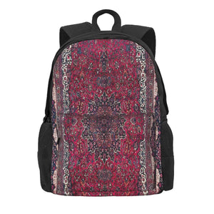 Saber Meshed Persian Carpet Print Backpack Zipper Close